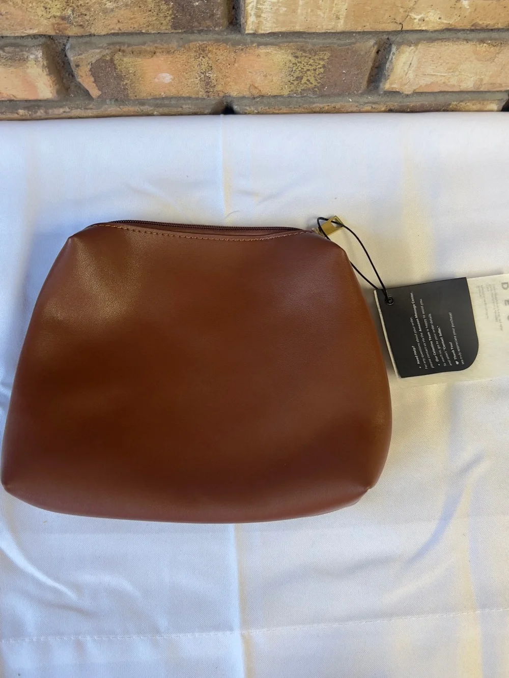 Classic Tan Cosmetic Pouch with Zip Closure